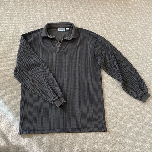Vintage Brown Waffle Polo Shirt Fieldmaster Medium - Picture 1 of 8